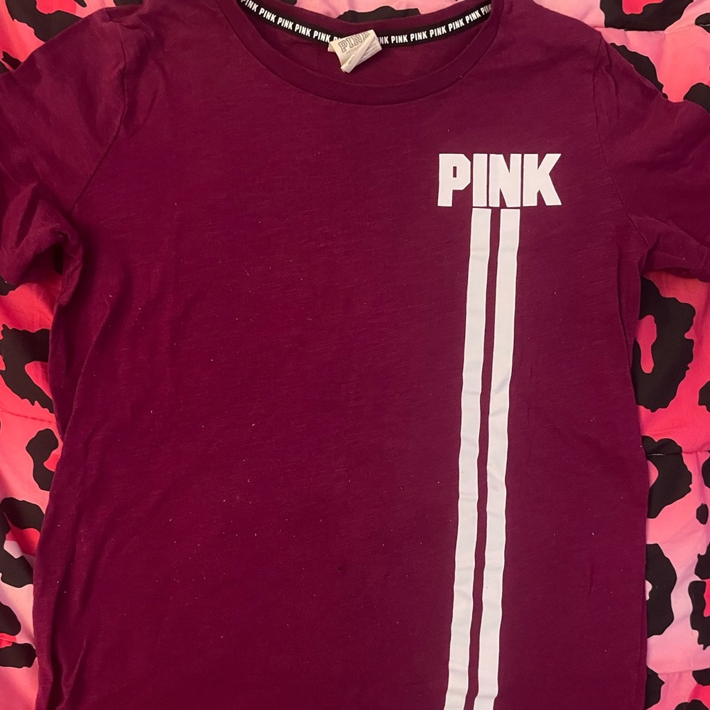Victoria's Secret  Tee - Burgundy with White Accents